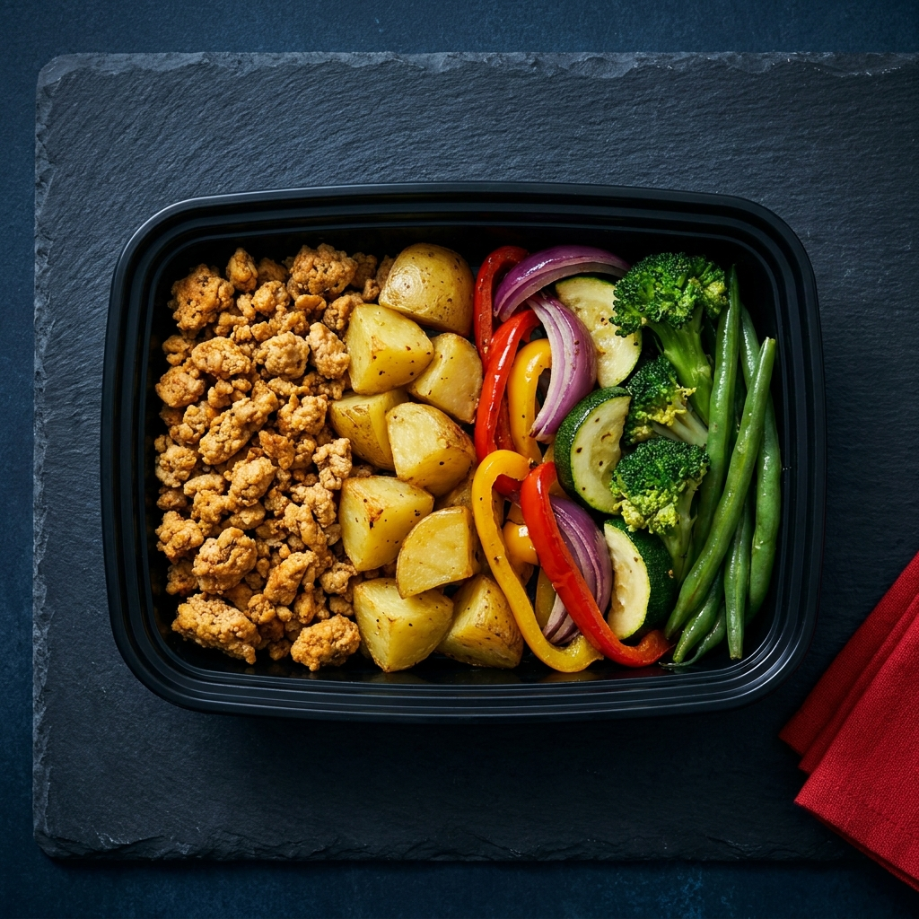 Ground Turkey, Yukon Potatoes, Vegetable